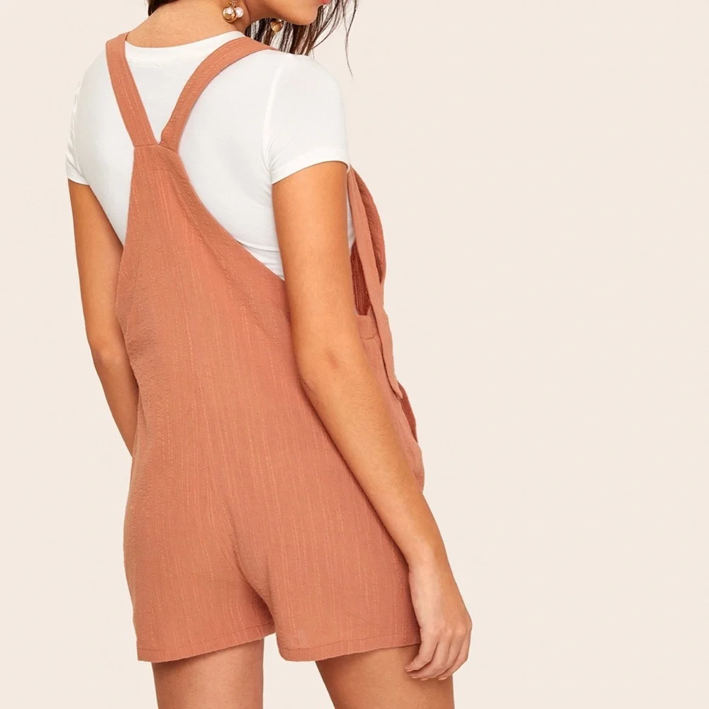 🧡Knotted Strap Overall Shorts - Picture 4 of 7